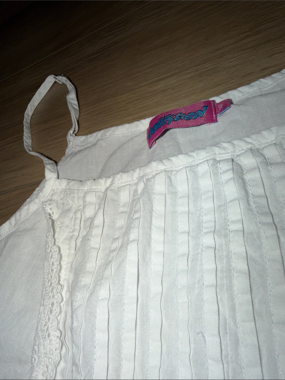 Edikted White Spaghetti Strap Lace-Trim Tank Top babydoll size xsmall - Picture 3 of 4
